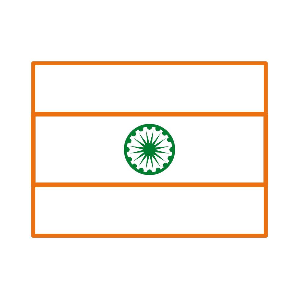 Independece day india celebration flag line style icon vector