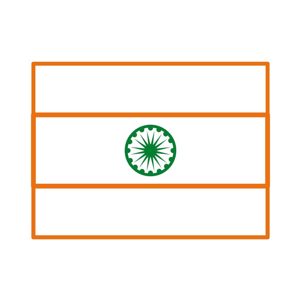 día de la independencia india celebración bandera icono de estilo de línea vector