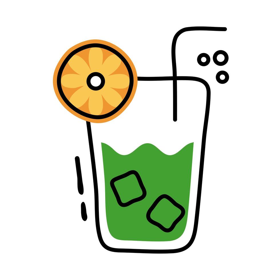 fresh tropical cocktail line and fill style vector