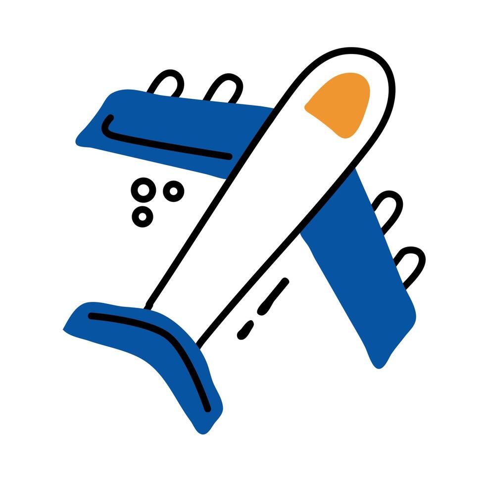 airplane flying line and fill style icon vector