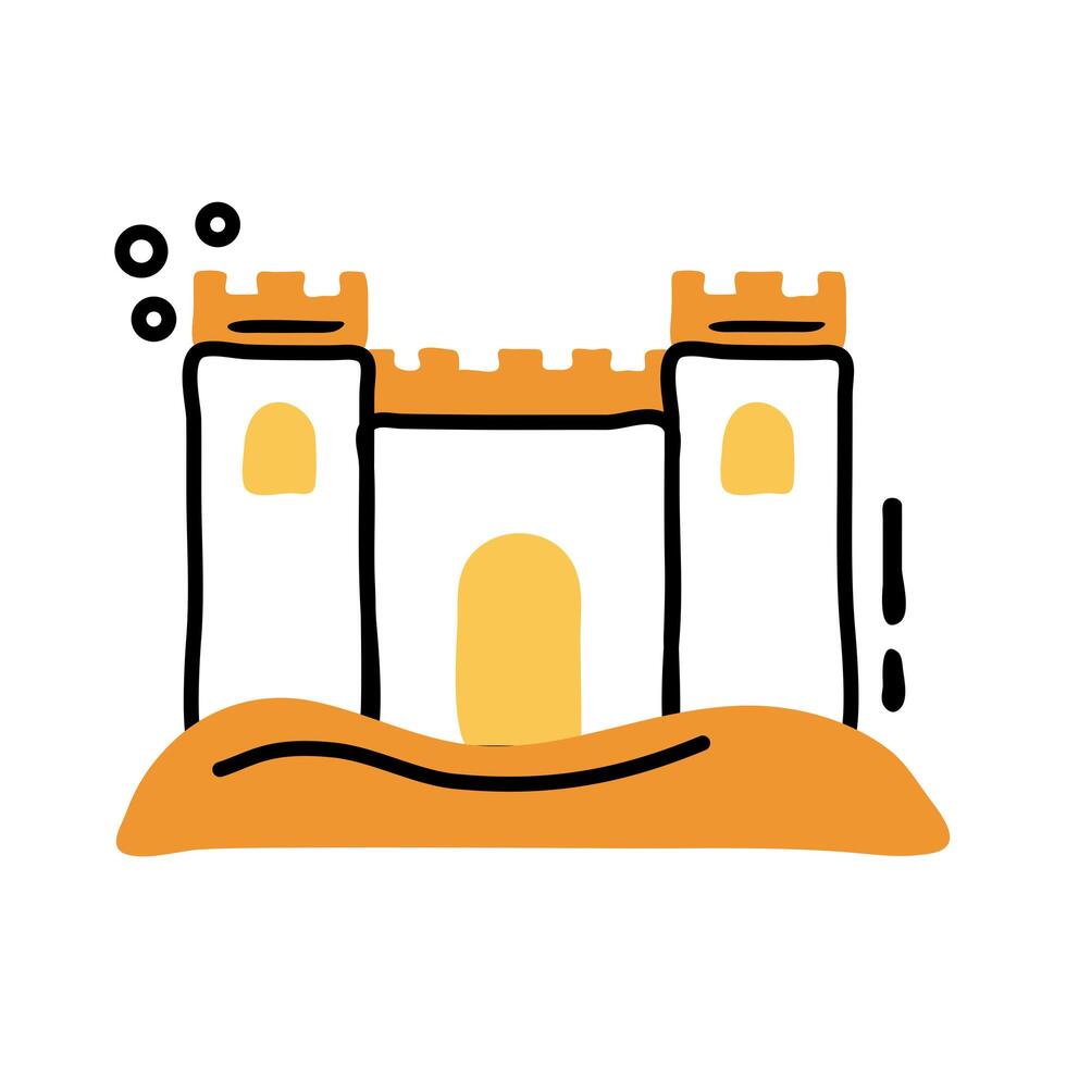 icono de relleno y línea de castillo de arena vector