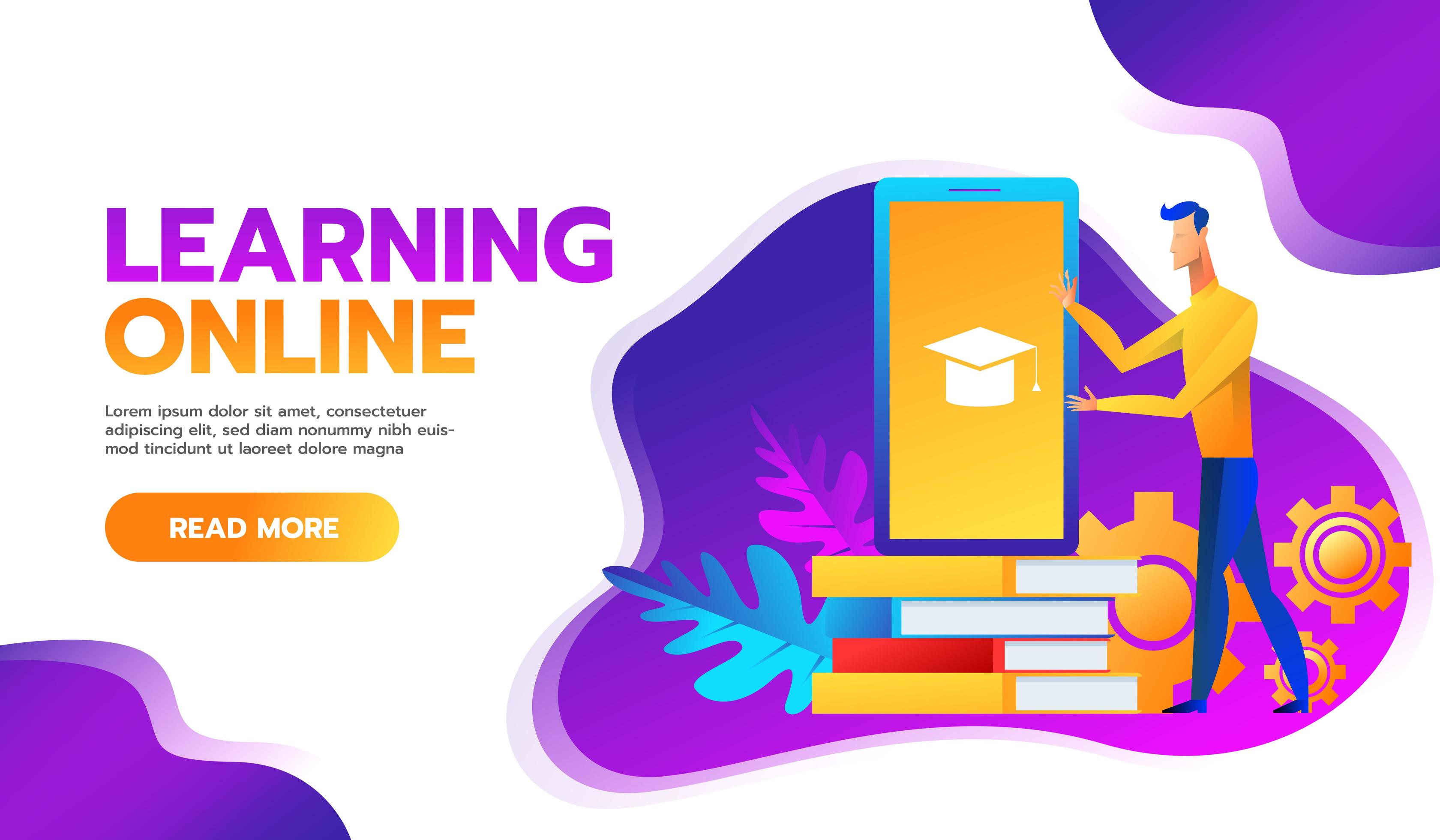online training courses vector illustration. distance learning business