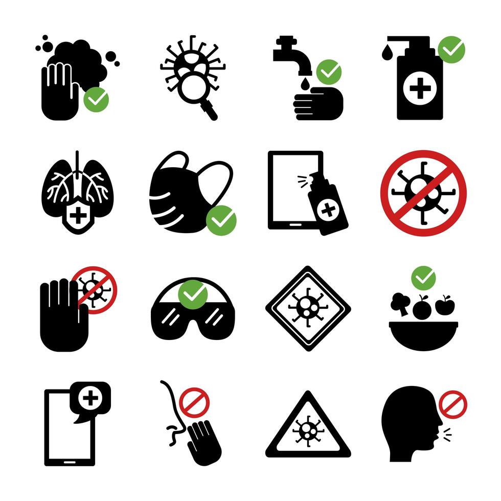 bundle of covid19 set icons vector