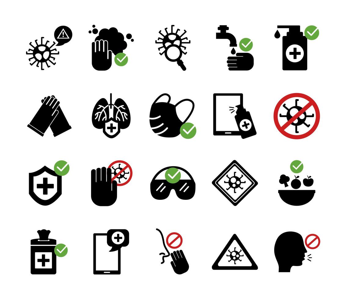 bundle of covid19 set icons vector