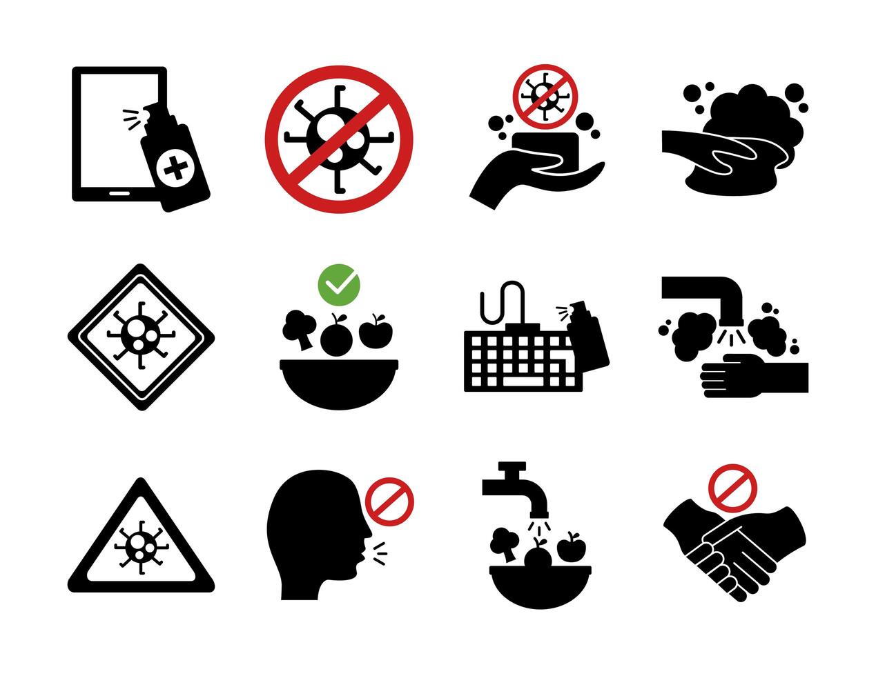 bundle of covid19 set icons vector