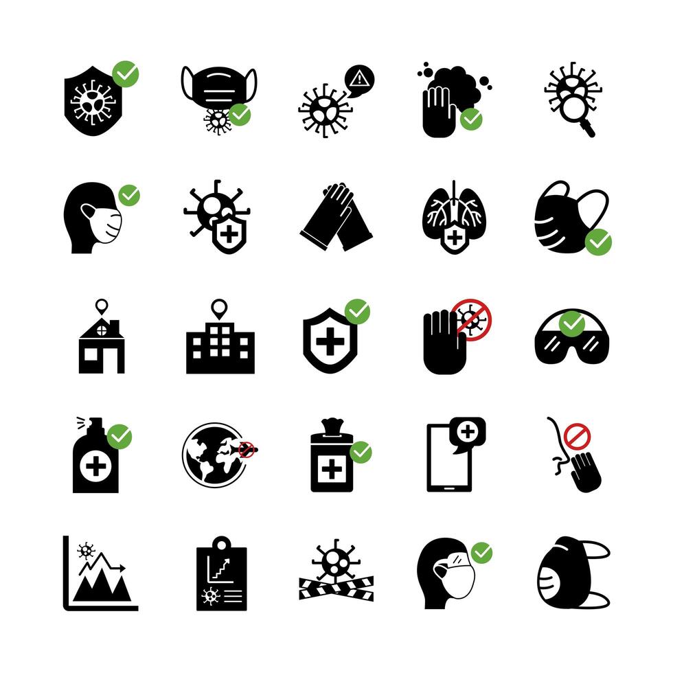 bundle of covid19 set icons vector