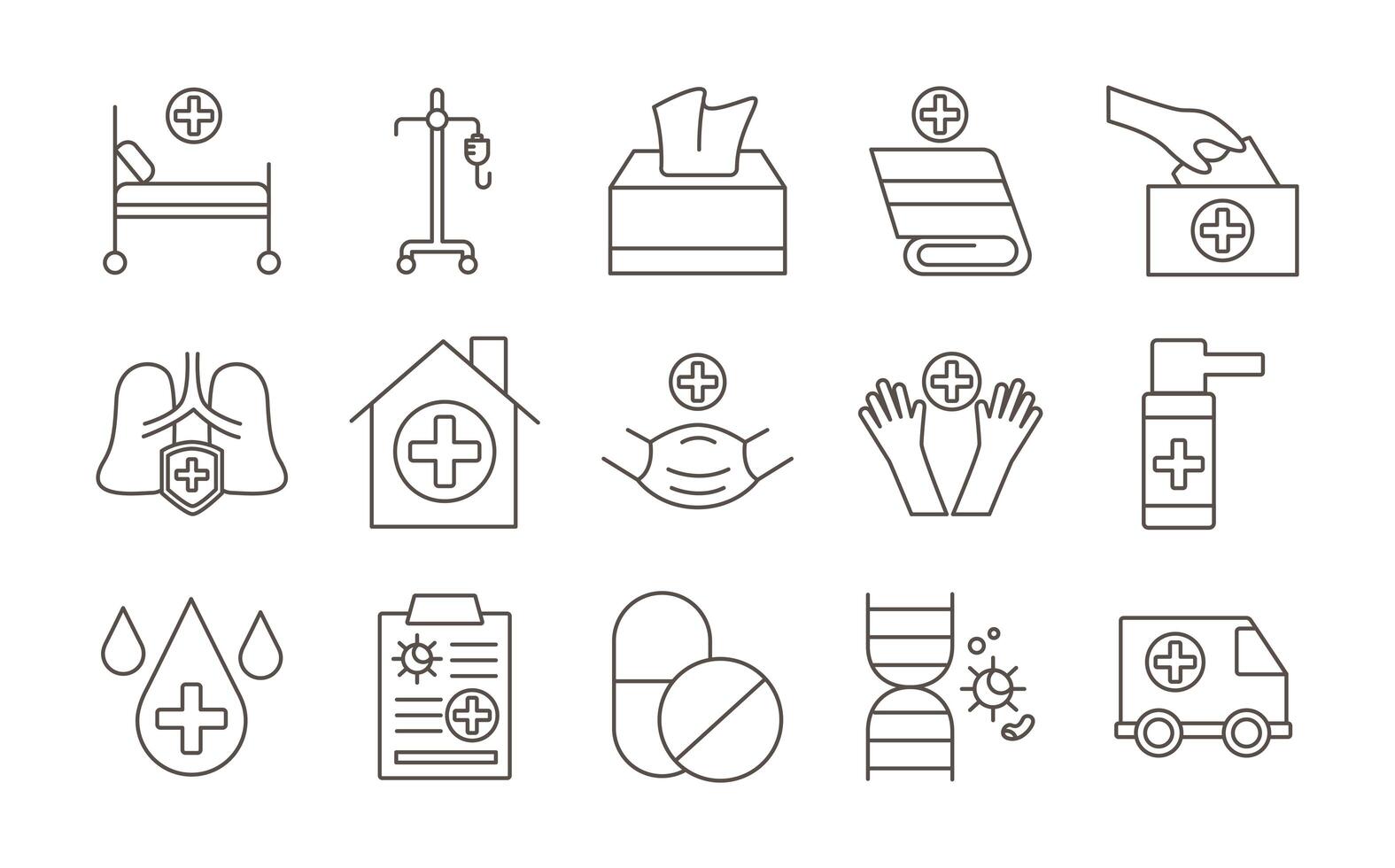 bundle of covid19 set icons vector