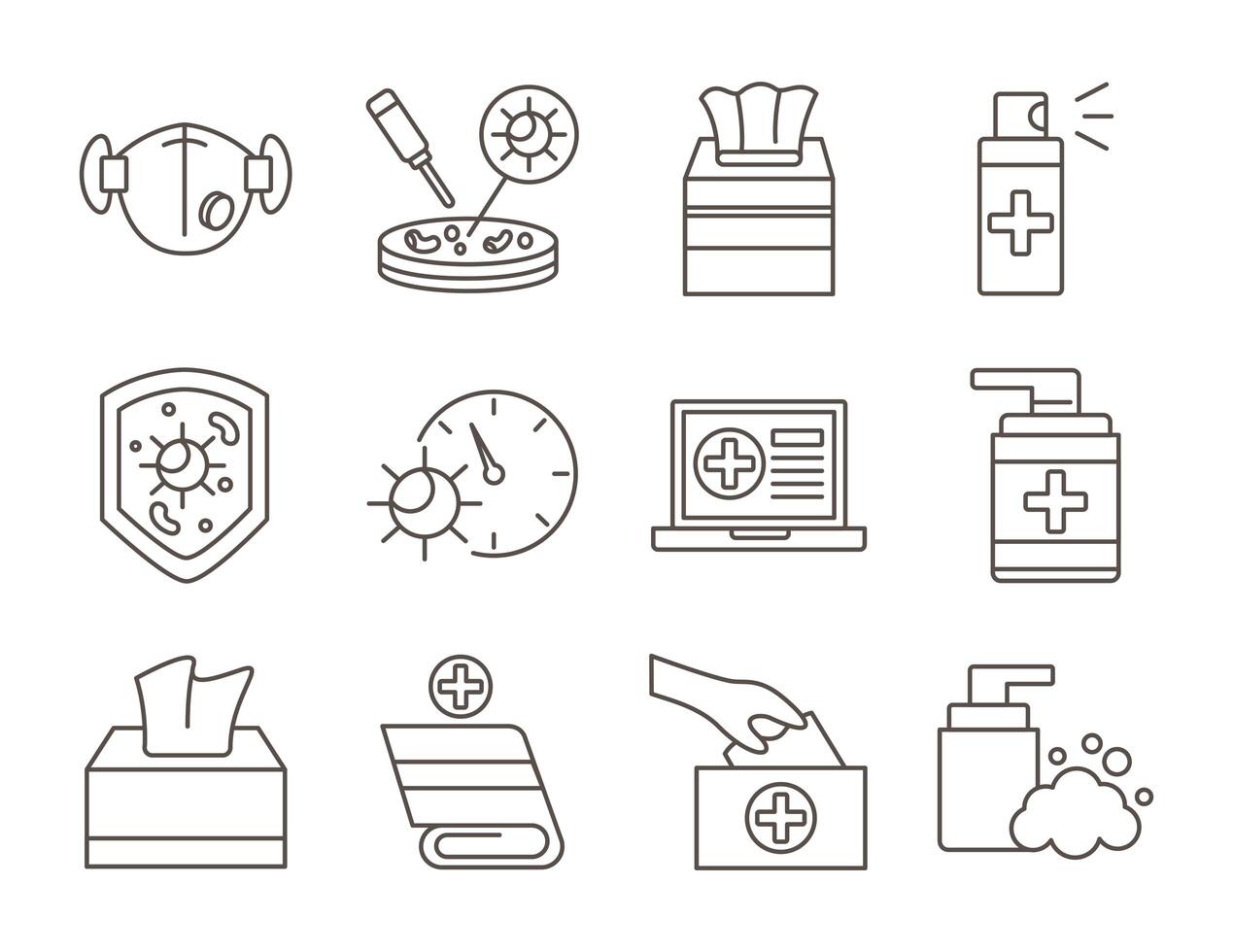 bundle of covid19 set icons vector