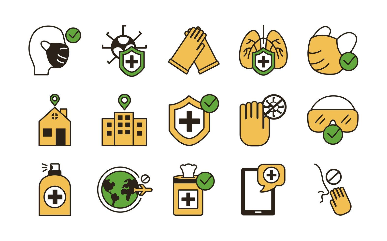 bundle of covid19 set icons vector