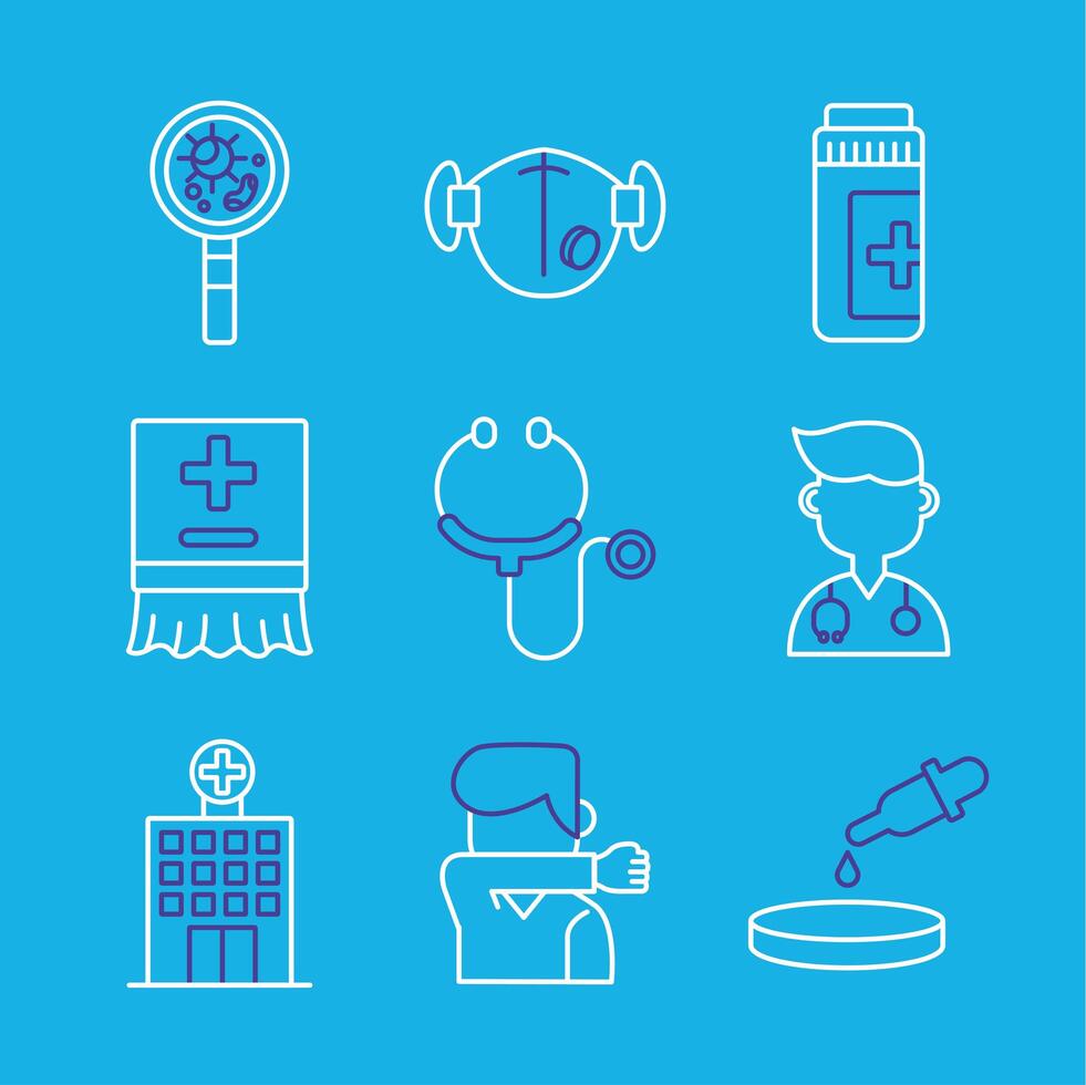 bundle of covid19 set icons vector