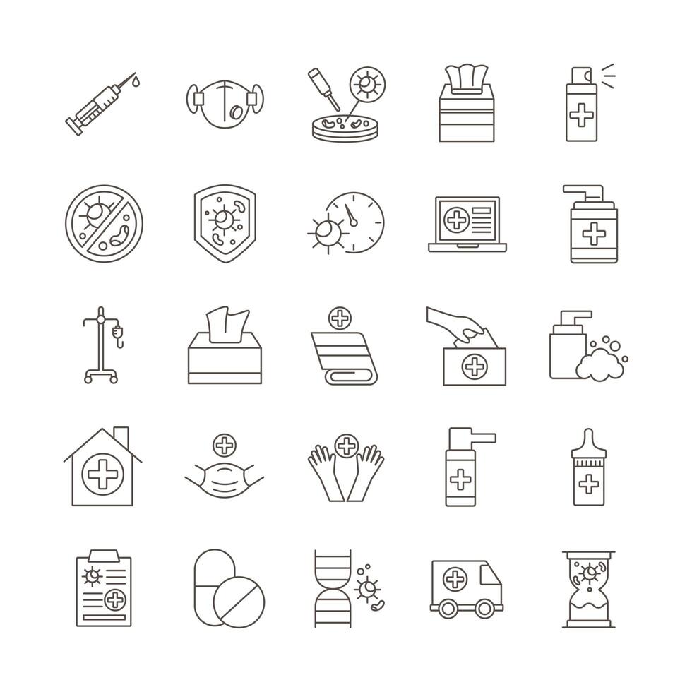 bundle of covid19 set icons vector