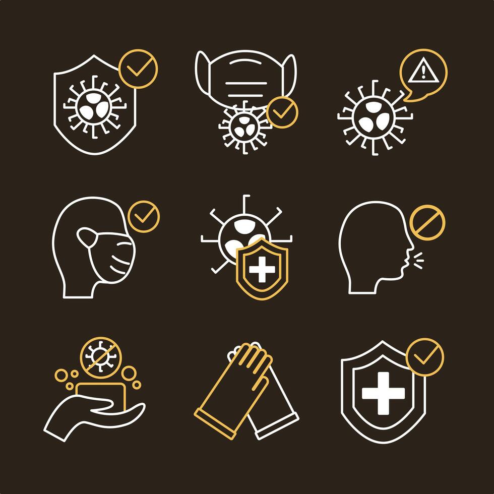 bundle of covid19 set icons vector