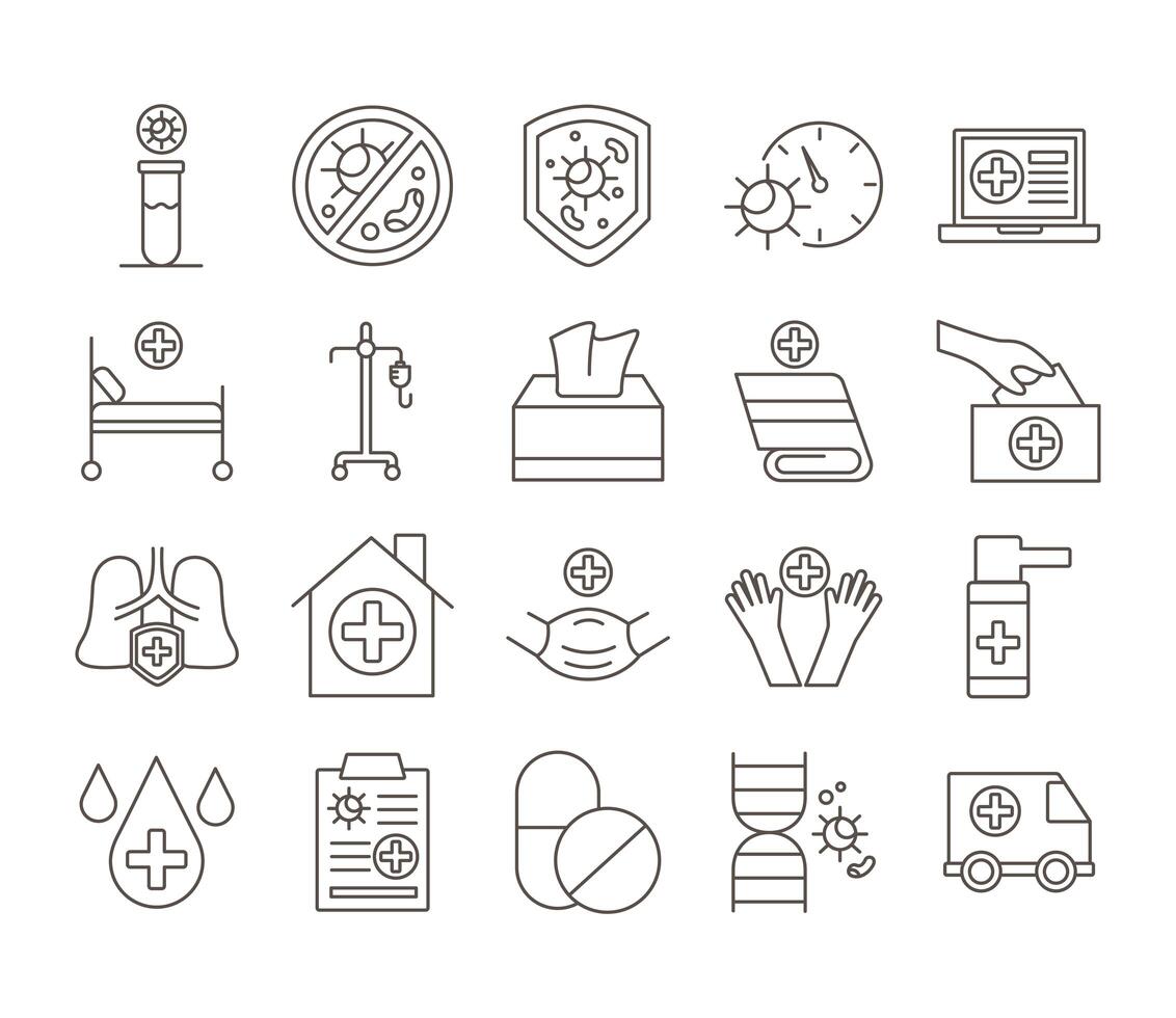 bundle of covid19 set icons vector
