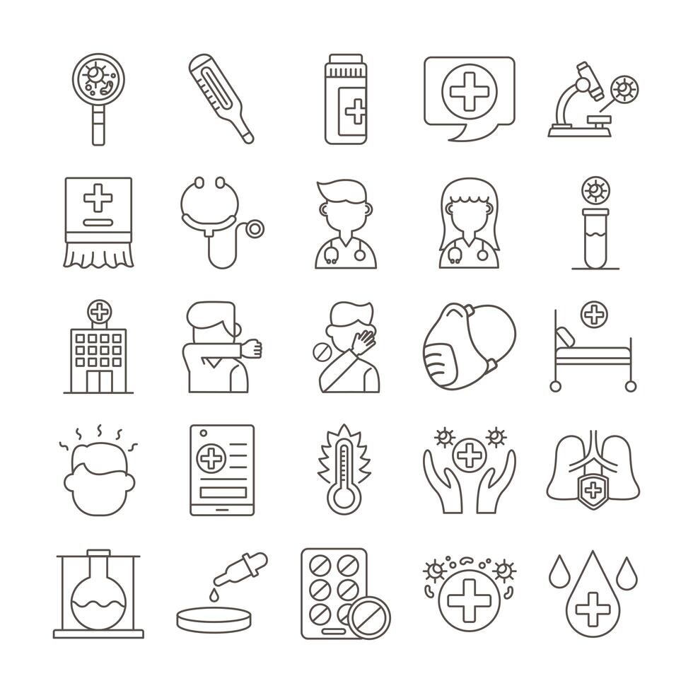 bundle of covid19 set icons vector