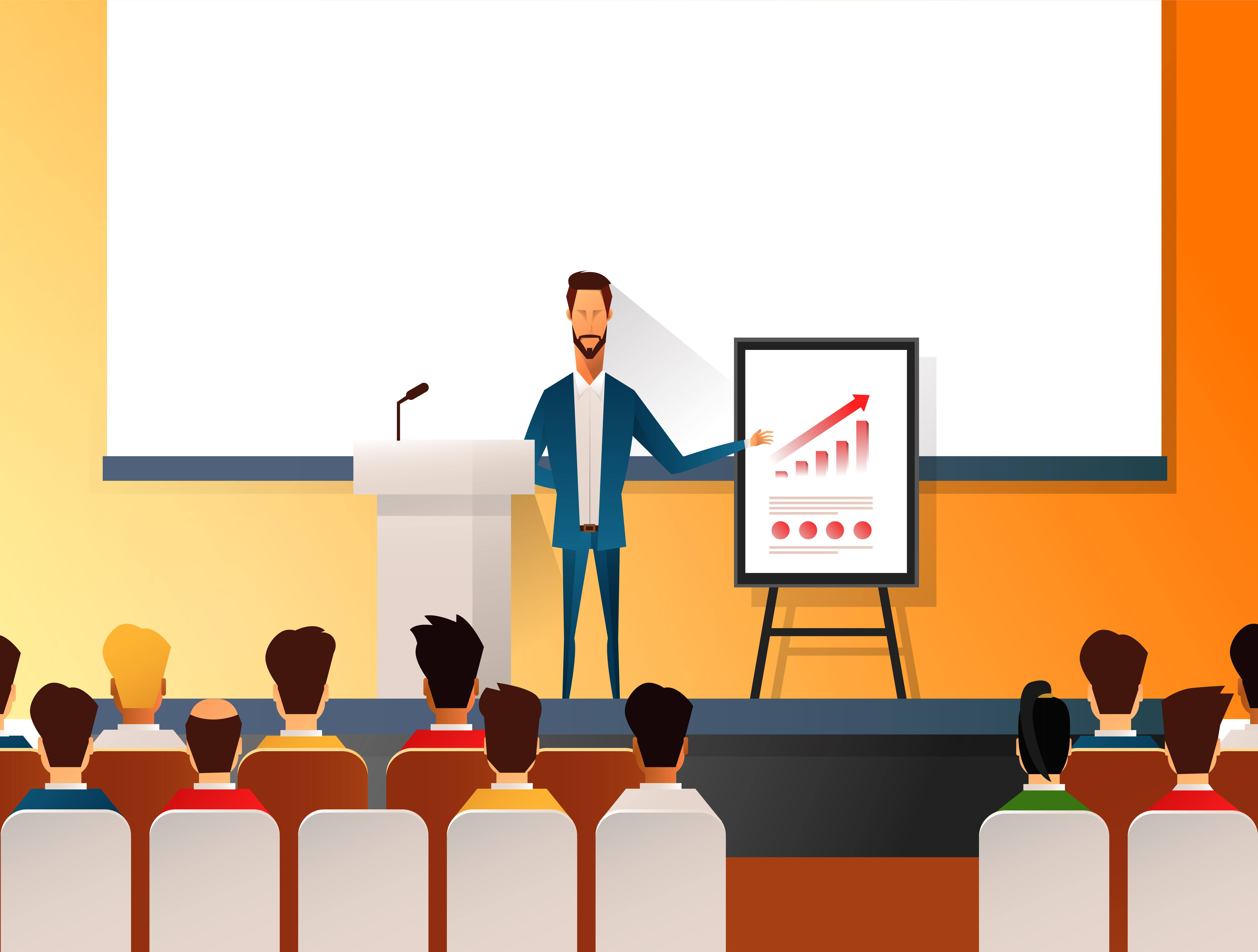 Business seminar speaker doing presentation and professional training