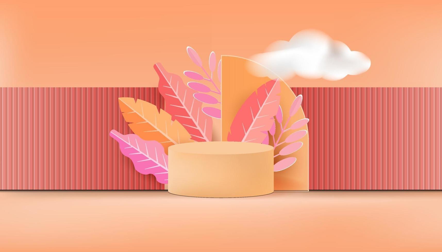 Abstract minimal scene with geometric forms and cylinder podium display vector