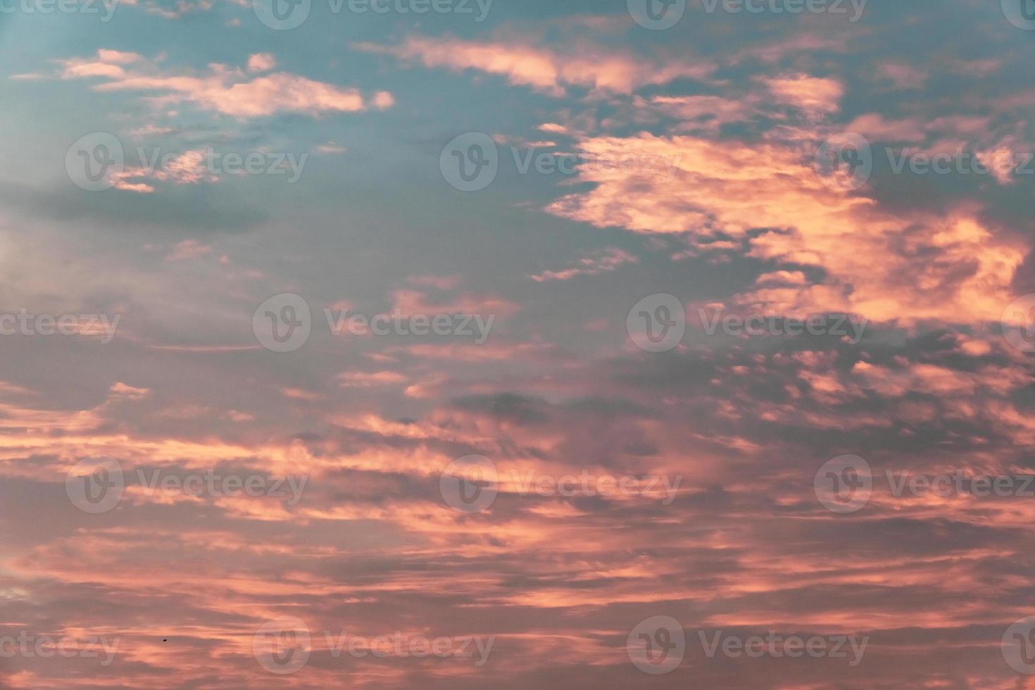 Copy space summer twilight sky and cloud with light flare from sun photo