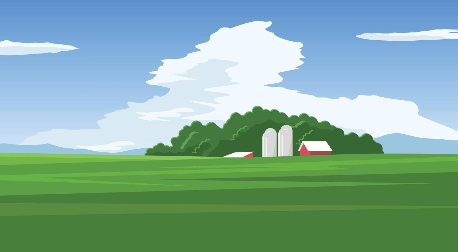 landscape with farmhouse country side vector