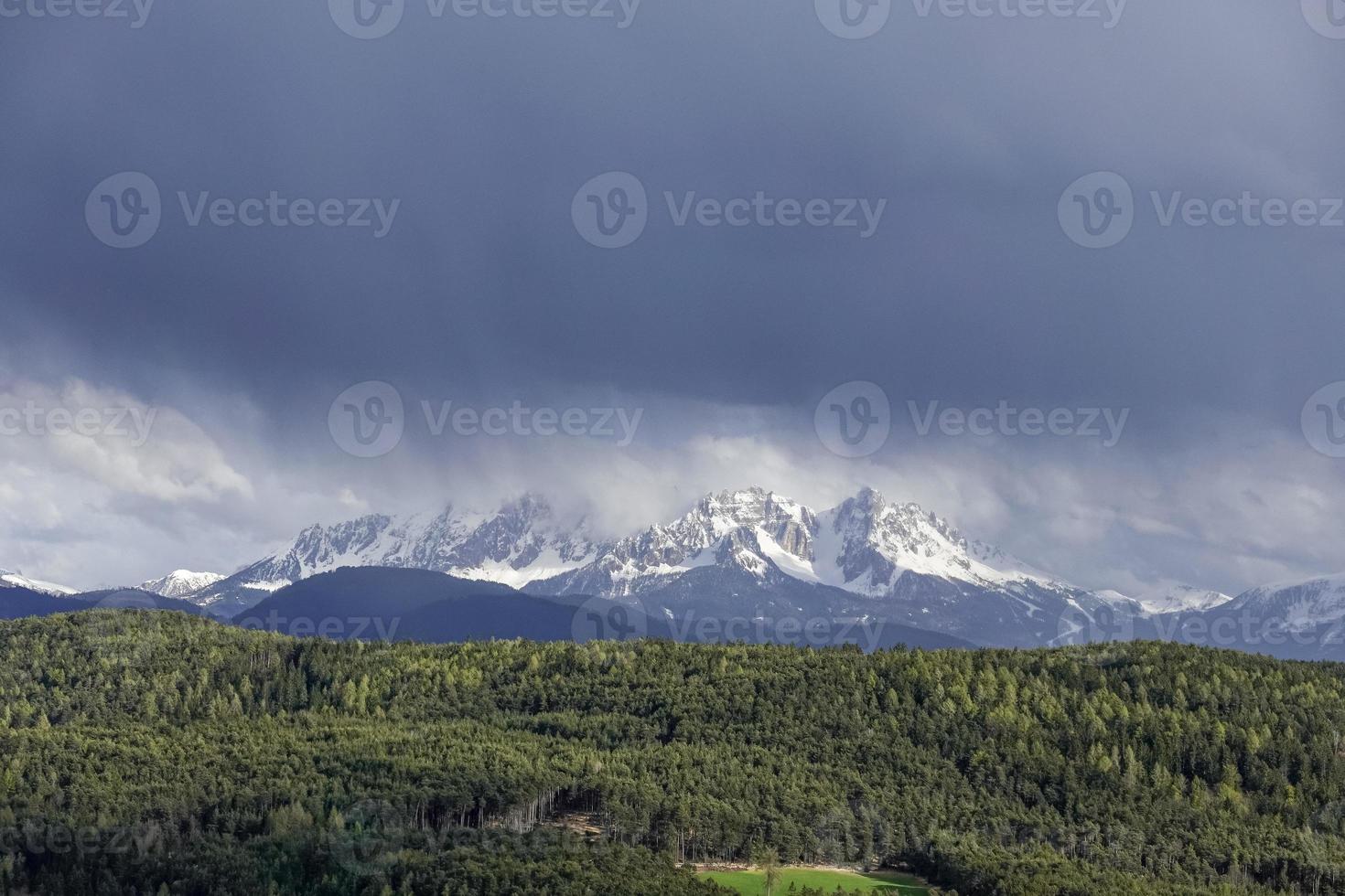 cloudy sky above snowy mountains photo