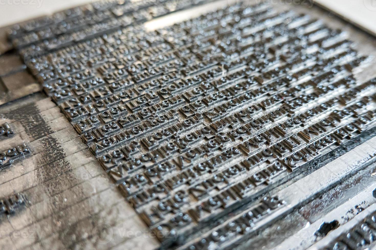 german text in lead typesetting at a print shop photo