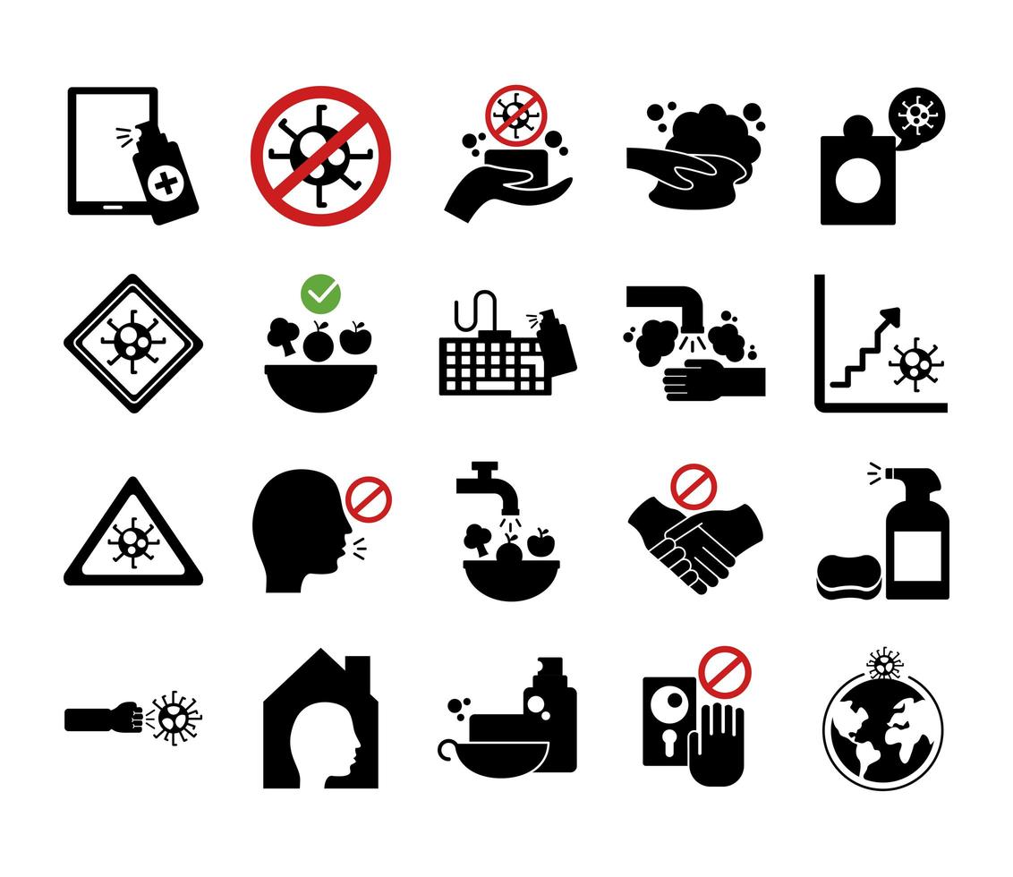 bundle of covid19 set icons vector