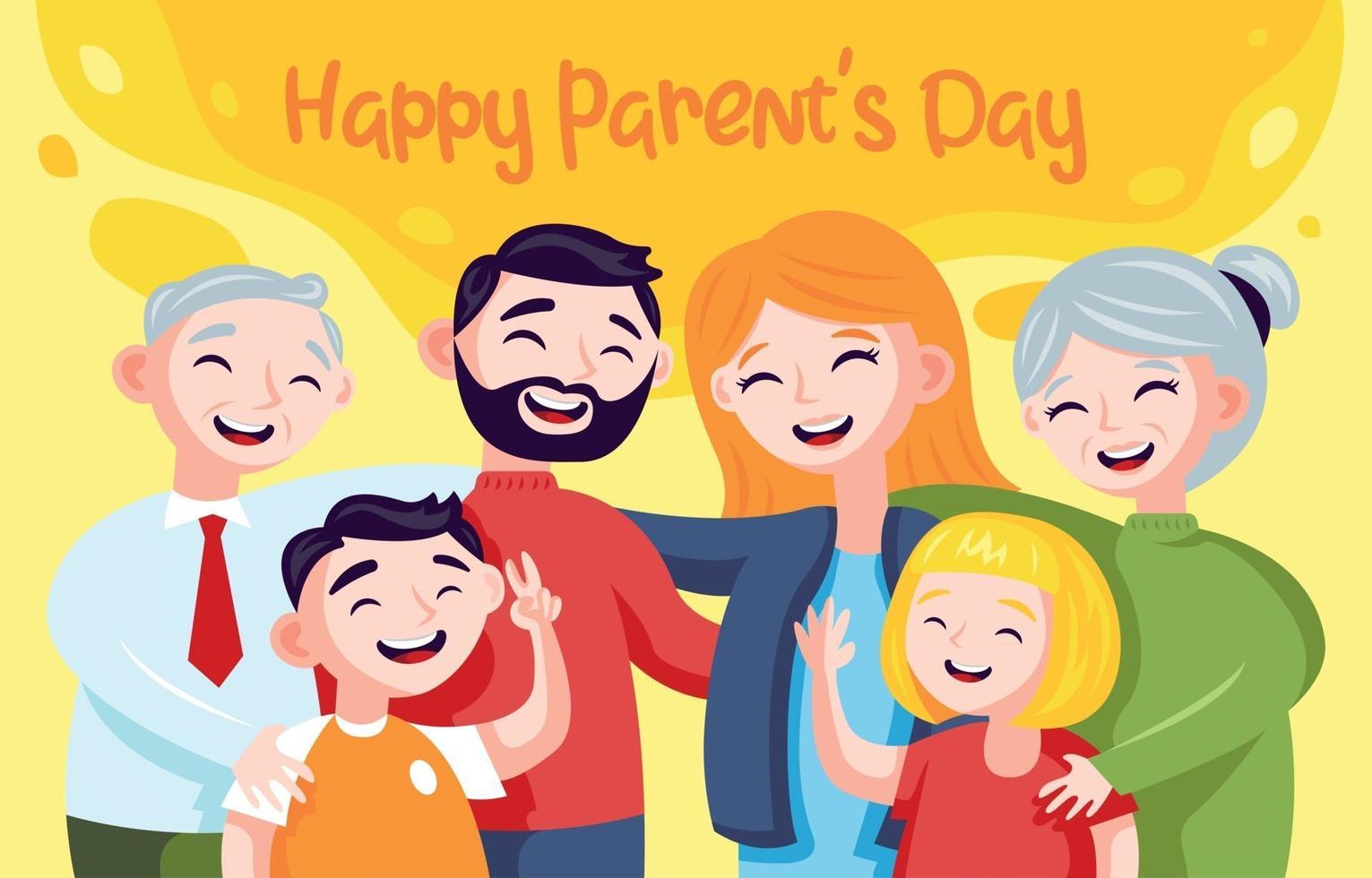 Whole Family Celebrating Parents Day vector