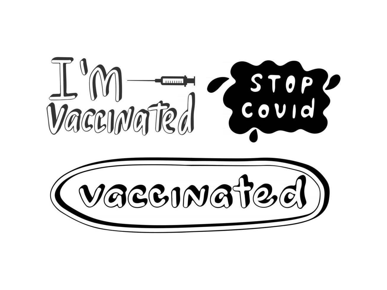 Set of  lettering I am vaccinated vector