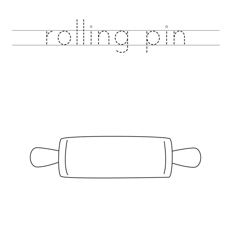 Tracing letters with kitchen rolling pin Writing practice for kids vector