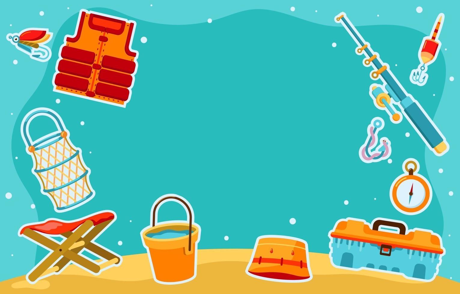 Fun Summer Fishing Elements vector