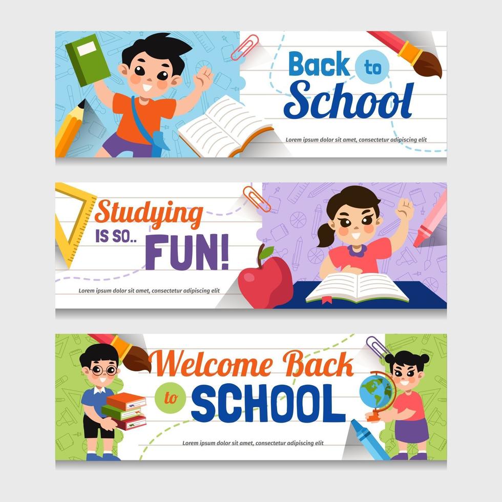 Set of Back to School Banners vector