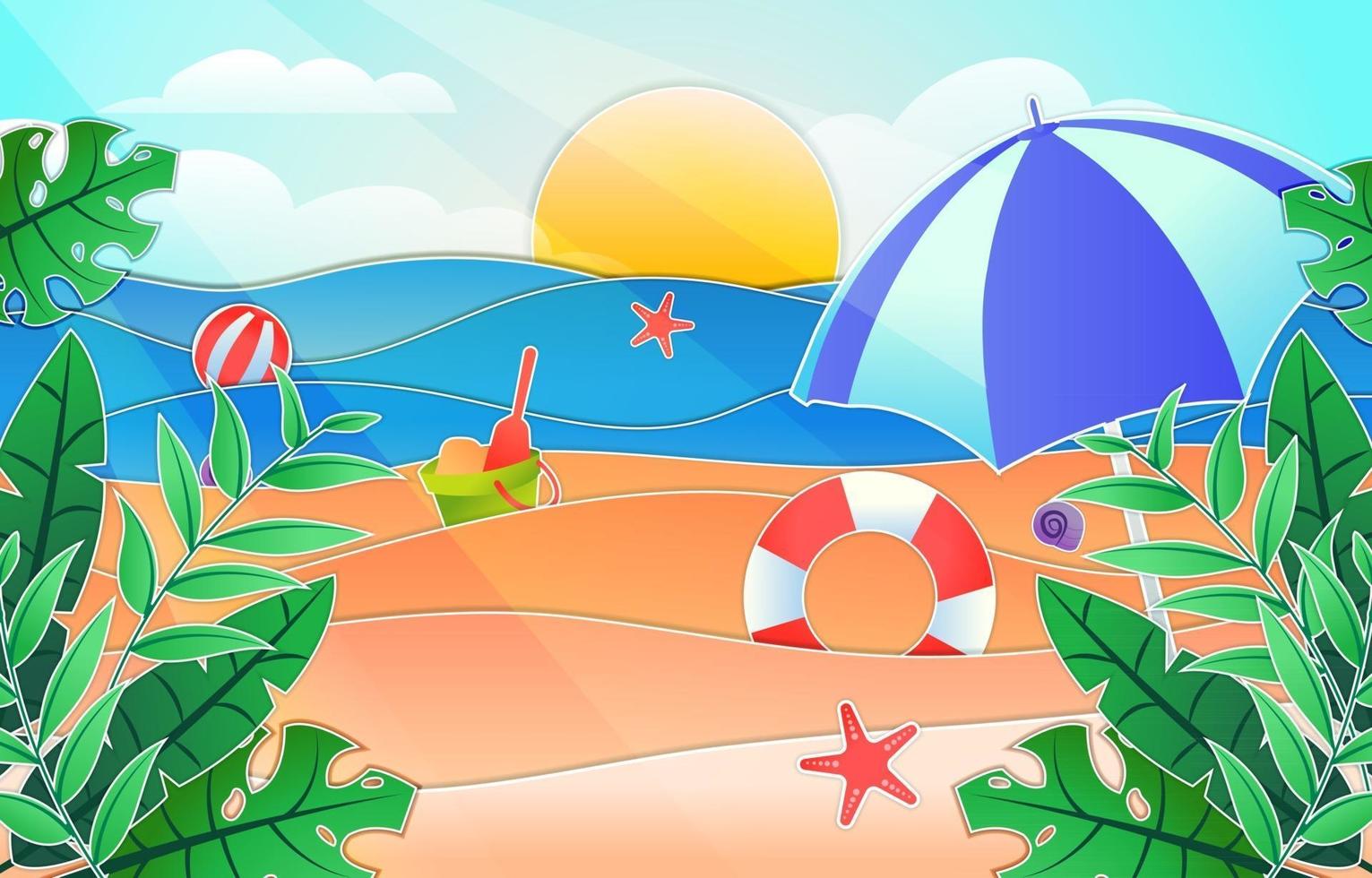 Summer Scenery Cut Out vector