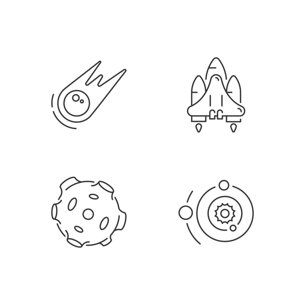 Astronautic linear icons set vector