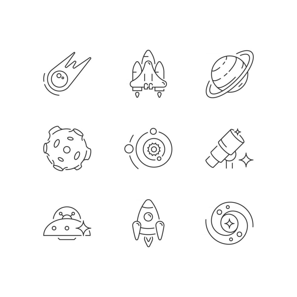 conjunto de iconos lineales astronáuticos vector