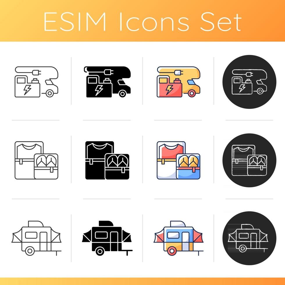 Nomadic lifestyle icons set vector