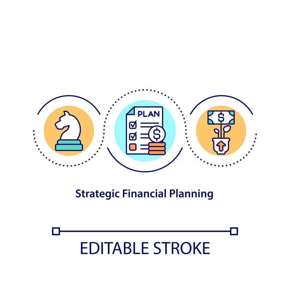 icono del concepto de planificación financiera estratégica vector