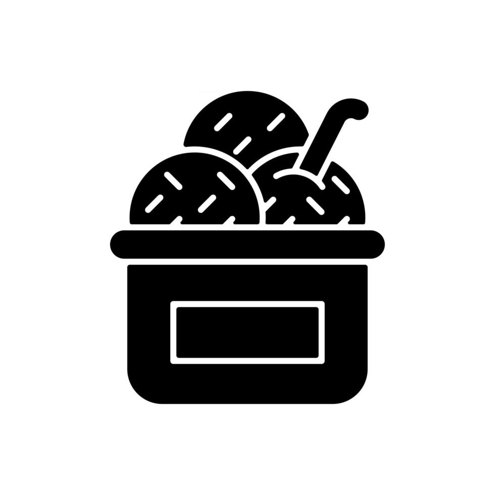 Ice cream in cup black glyph icon vector