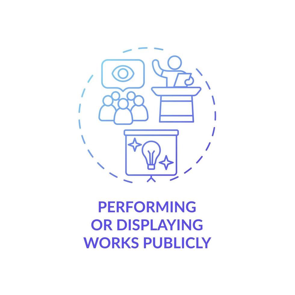 Performing and displaying works publicly concept icon vector