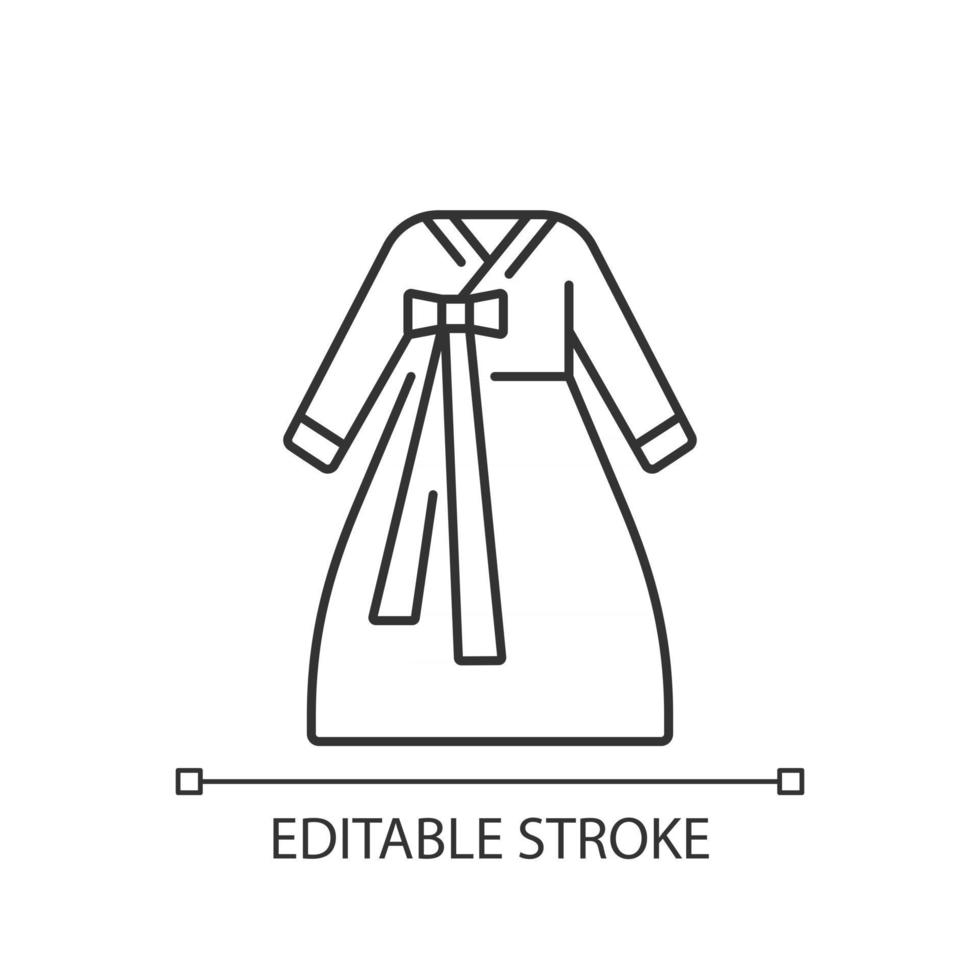 icono lineal de hanbok vector