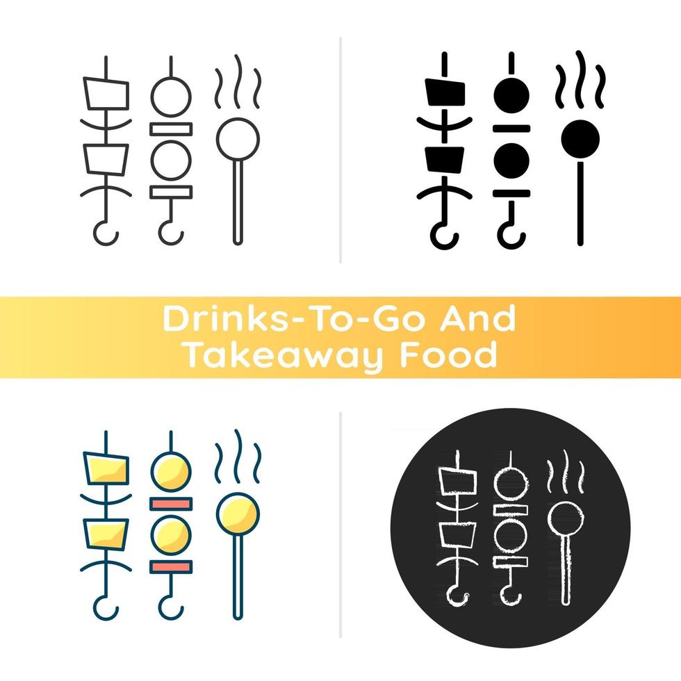 Shish kebabs and meat pops to go icon vector