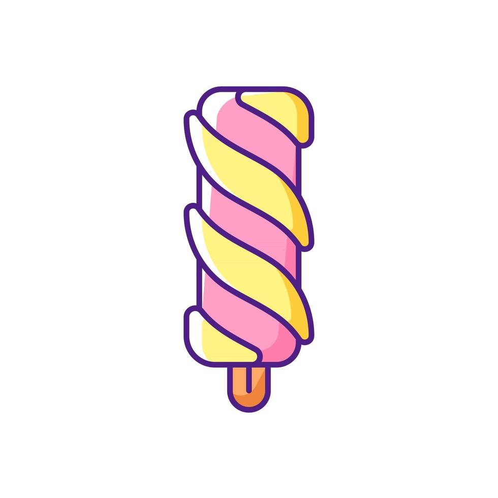 Swirled ice cream on stick RGB color icon vector