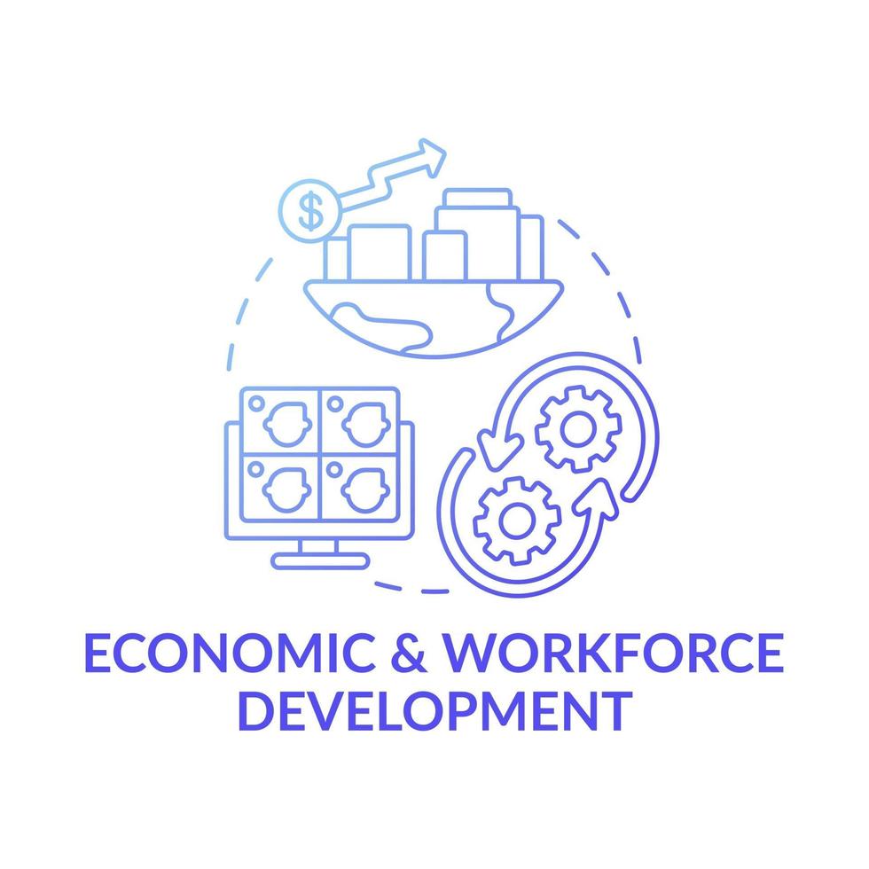 Economic and workforce development dark blue concept icon vector