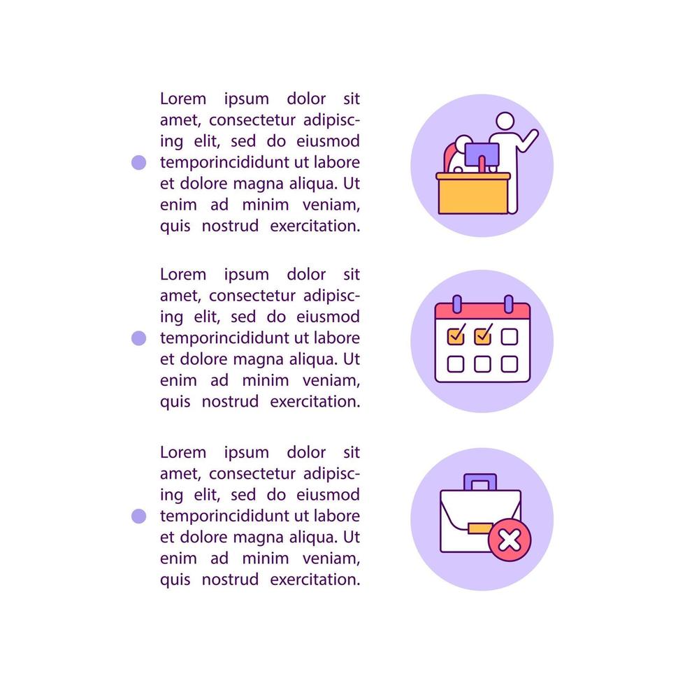 Notifying your employer concept line icons with text vector