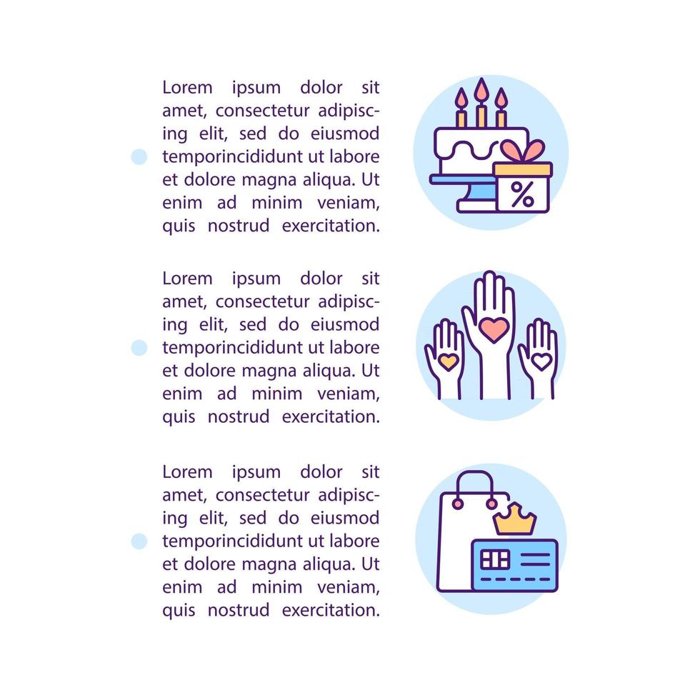 iconos de línea de concepto de estado de lealtad de marca con texto vector