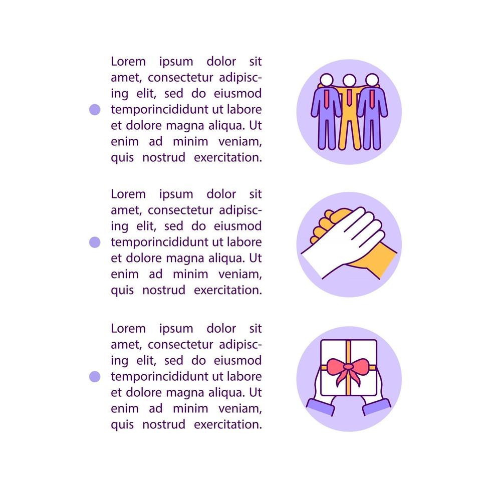 Expressing gratitude to boss and colleagues concept line icons with text vector