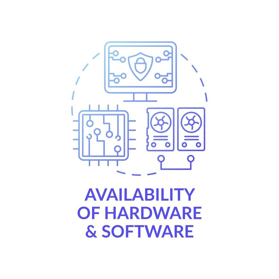 Availability of hardware and software dark gradient blue concept icon vector