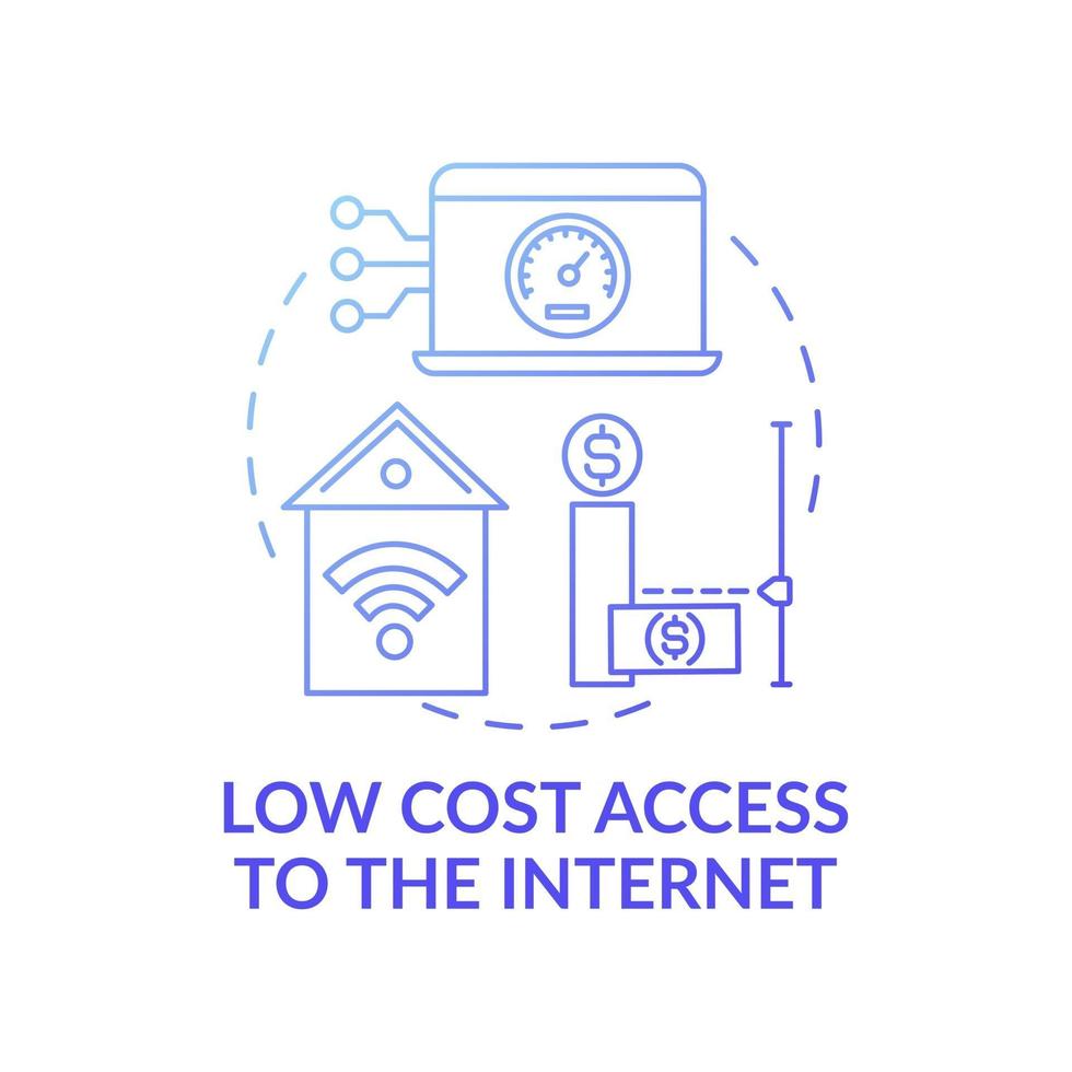 acceso de bajo costo a internet concepto azul oscuro icono vector