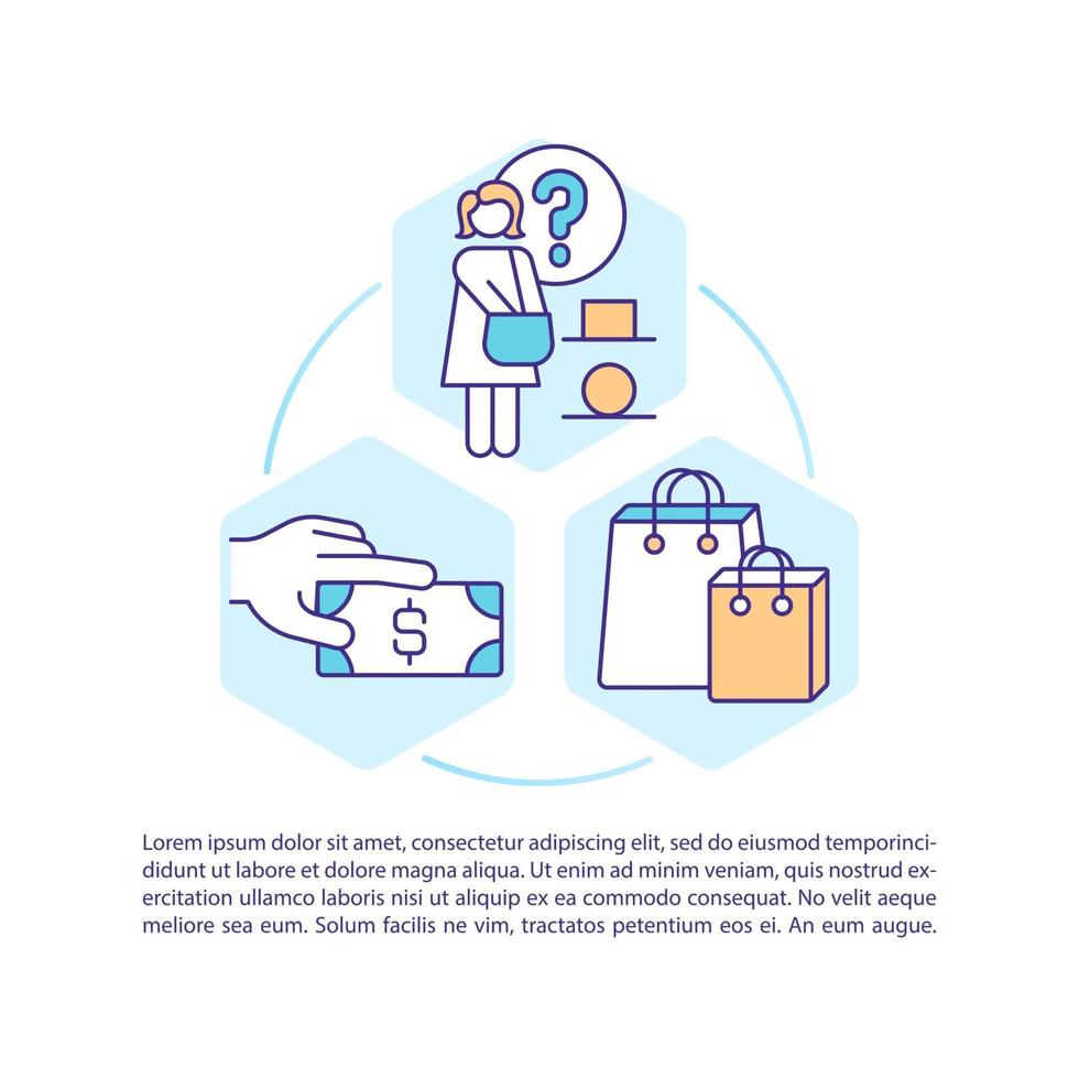 Consumer decision styles concept line icons with text vector