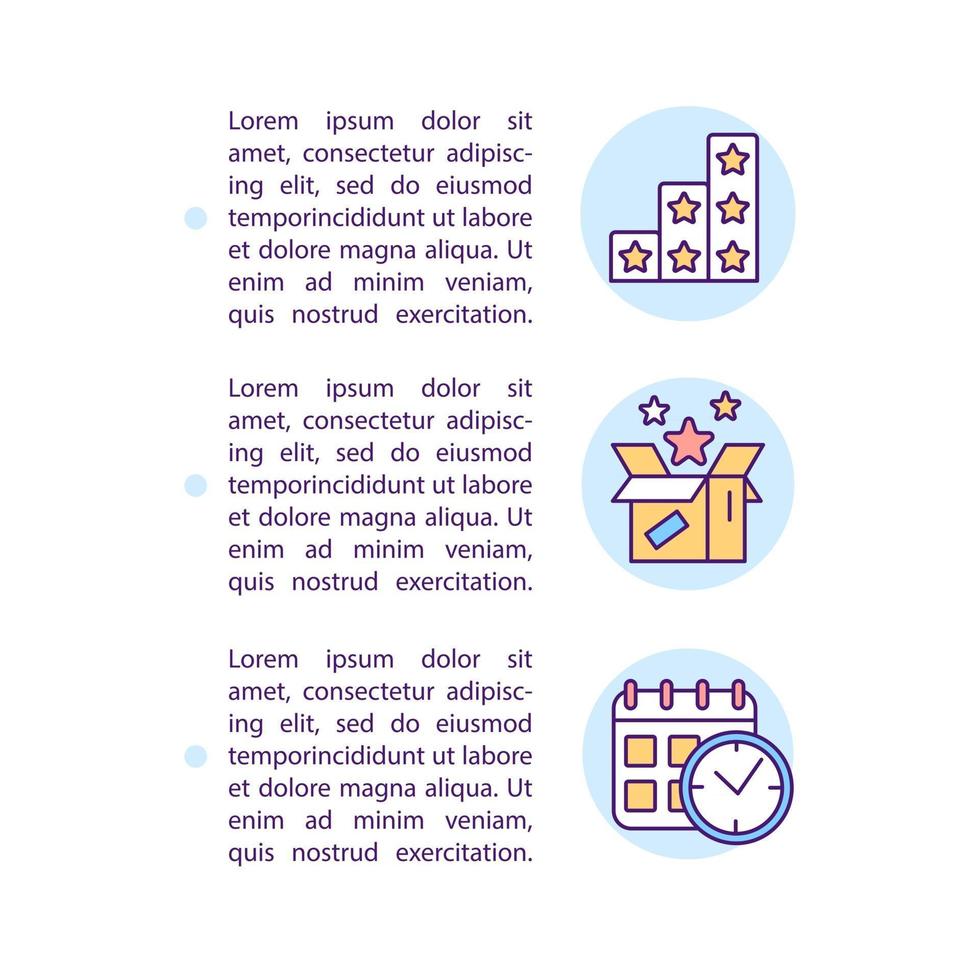 Preferred benefits and timing based segments concept line icons with text vector