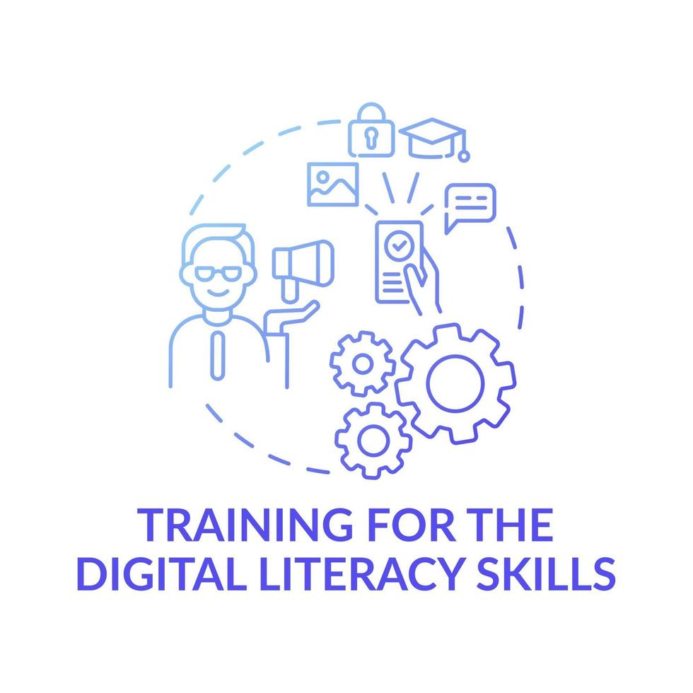 Training for the digital literacy skills dark blue concept icon vector