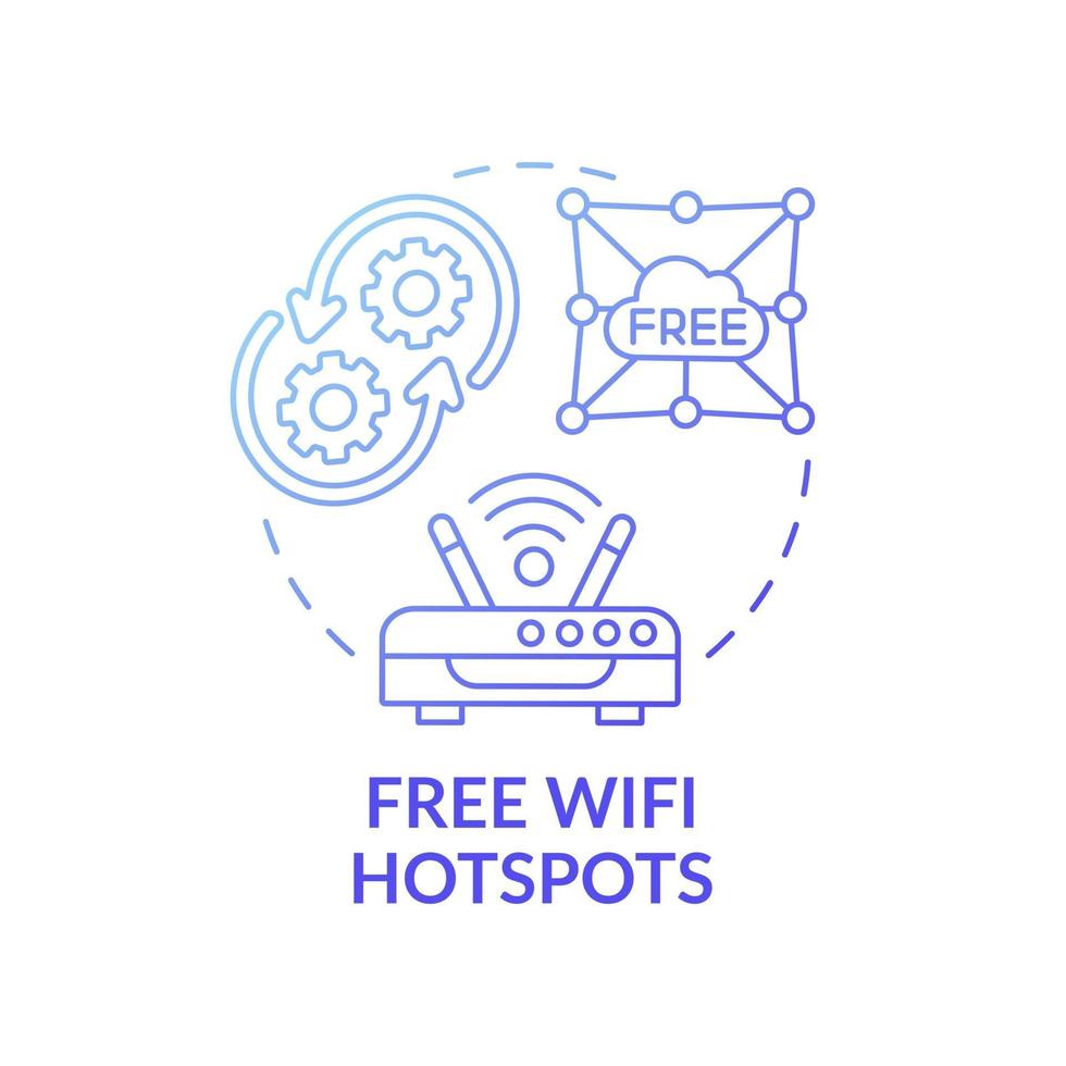 Free wifi hotspots dark blue concept icon vector